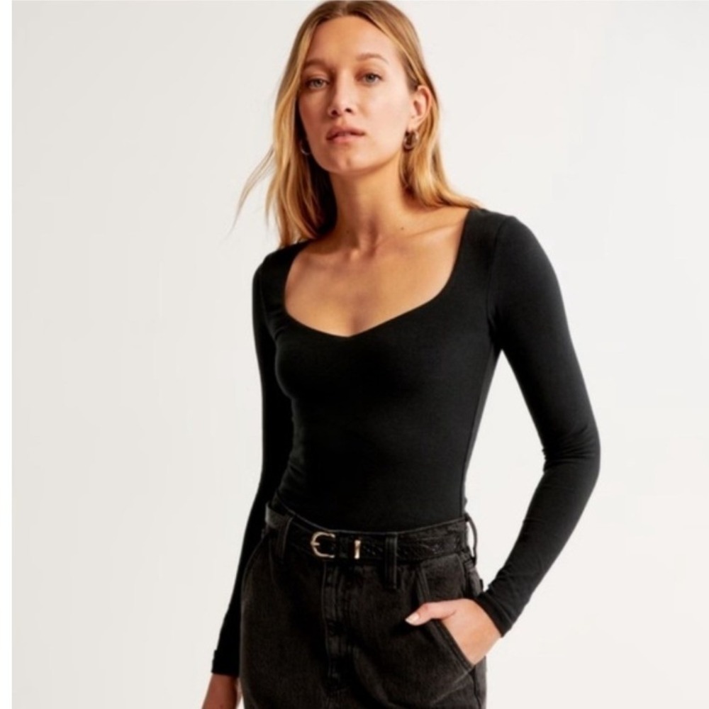 Abercrombie & Fitch Soft A&F Collection Black Long Sleeve Bodysuit XS Sweetheart
